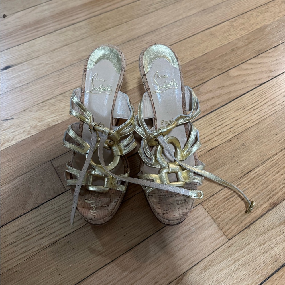 Christian Louboutin Gold Strappy Heels